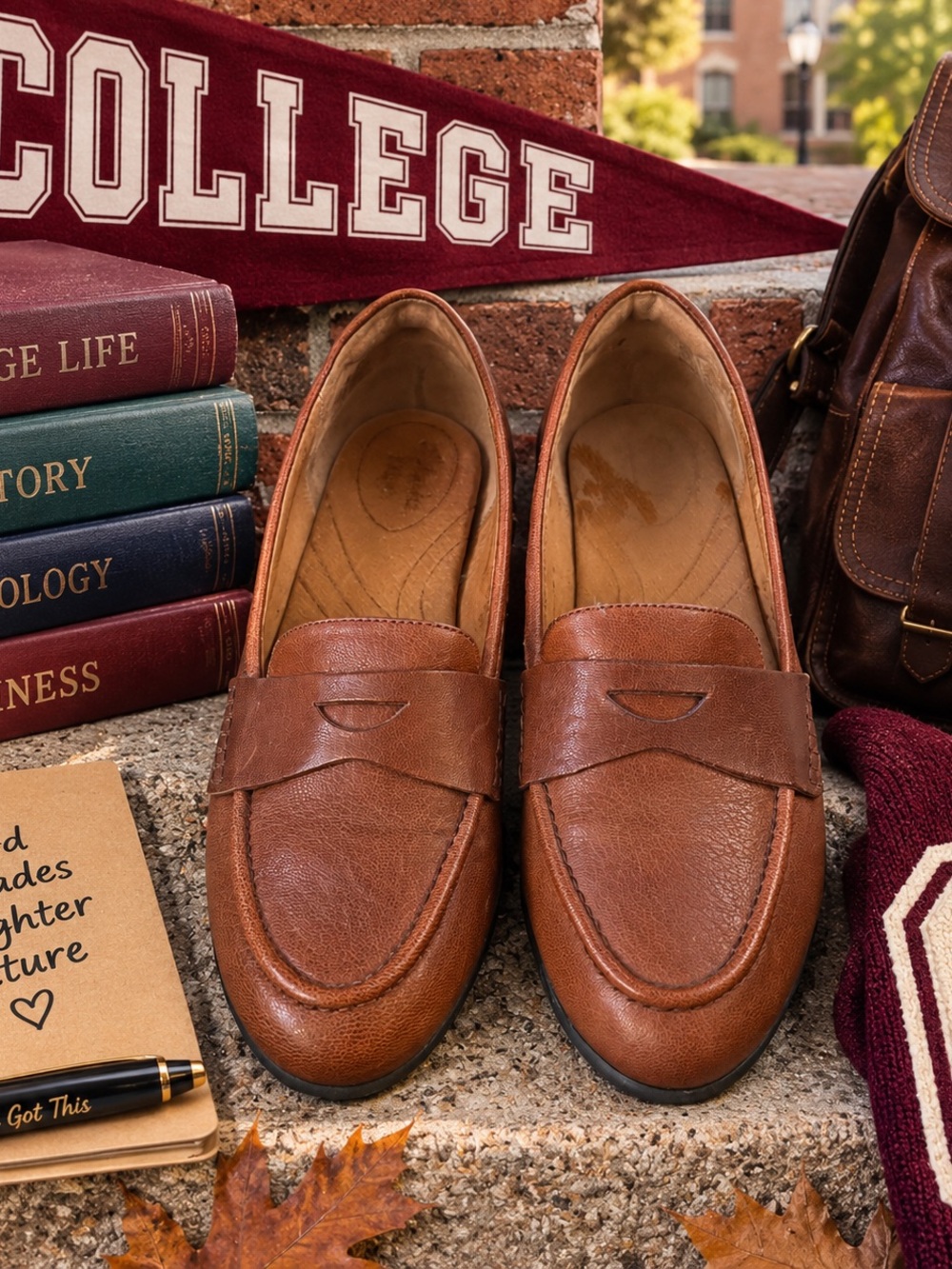 Clark’s Classic Brown Leather Penny Loafers Collegiate Academia Genuine Leather